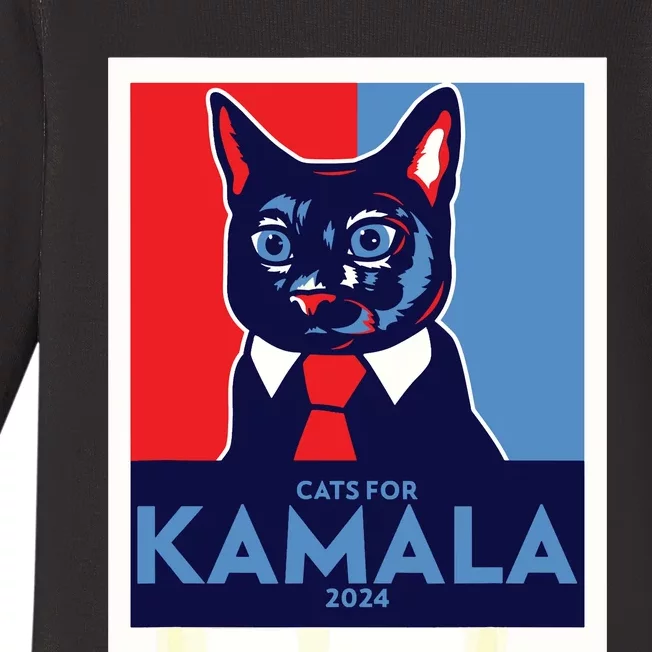 Politically Purrfect Cats For Kamala Harris 2024 President Baby Long Sleeve Bodysuit