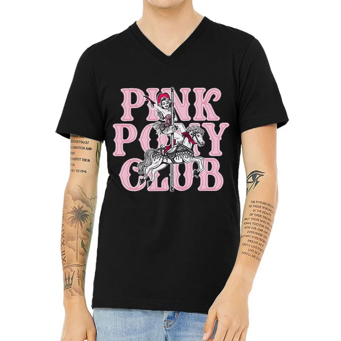 Pink Pony Club Retro Horse Lover Design V-Neck T-Shirt