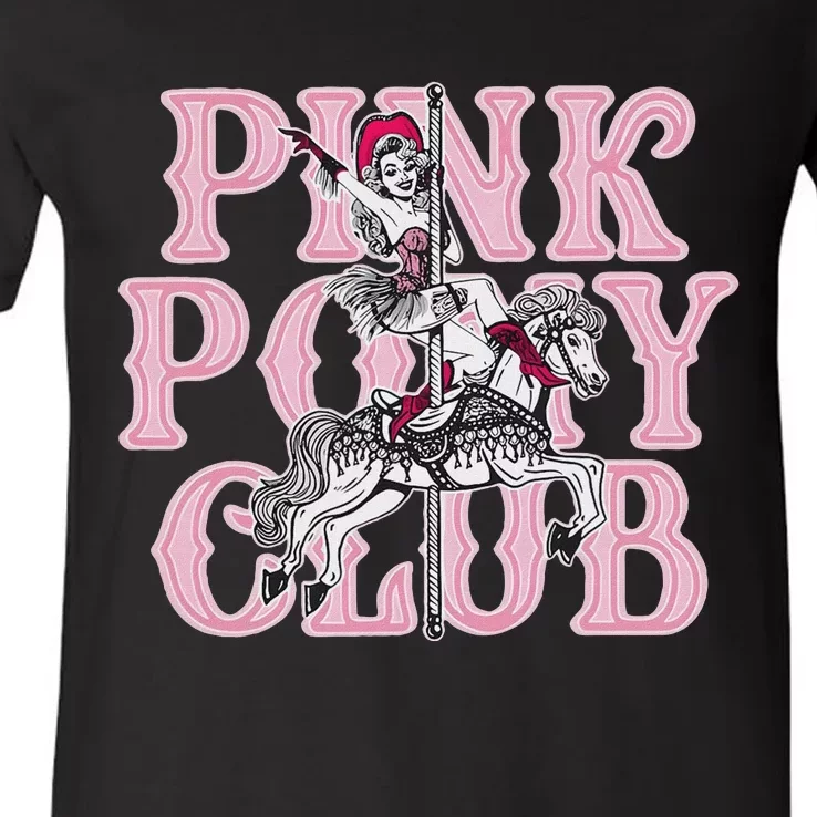 Pink Pony Club Retro Horse Lover Design V-Neck T-Shirt