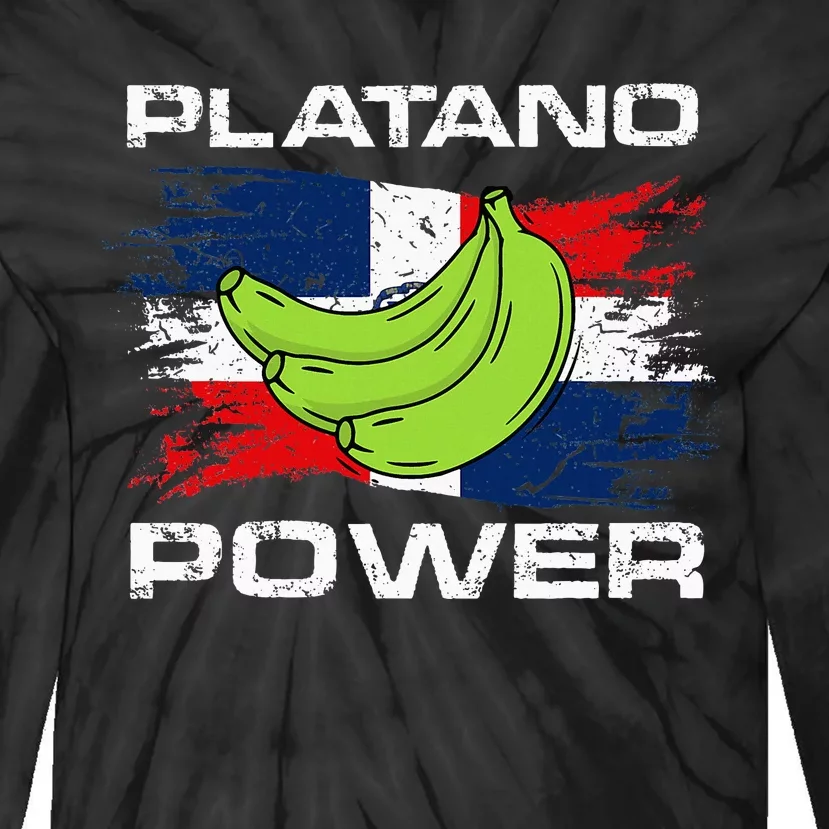 Platano Power Dominican Republic Flag Design Tie-Dye Long Sleeve Shirt