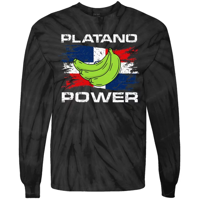 Platano Power Dominican Republic Flag Design Tie-Dye Long Sleeve Shirt