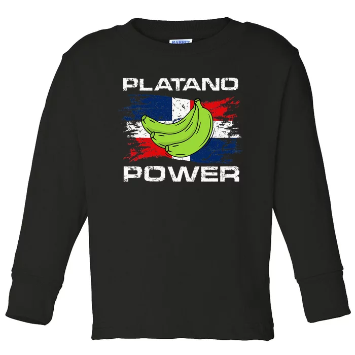 Platano Power Dominican Republic Flag Design Toddler Long Sleeve Shirt