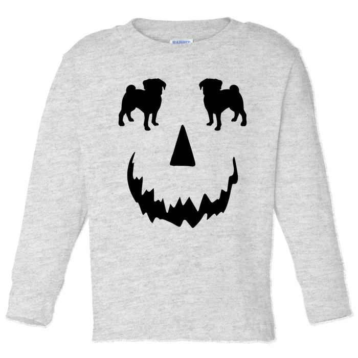 Pumpkin Pug Dog Halloween Toddler Long Sleeve Shirt