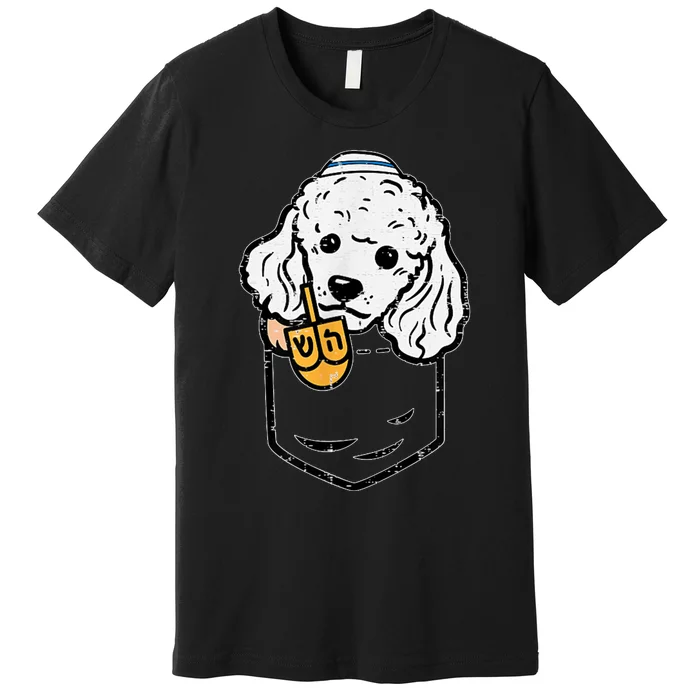 Pocket Poodle Dog Jewish Hanukkah Pajamas Chanukah Pjs Premium T-Shirt