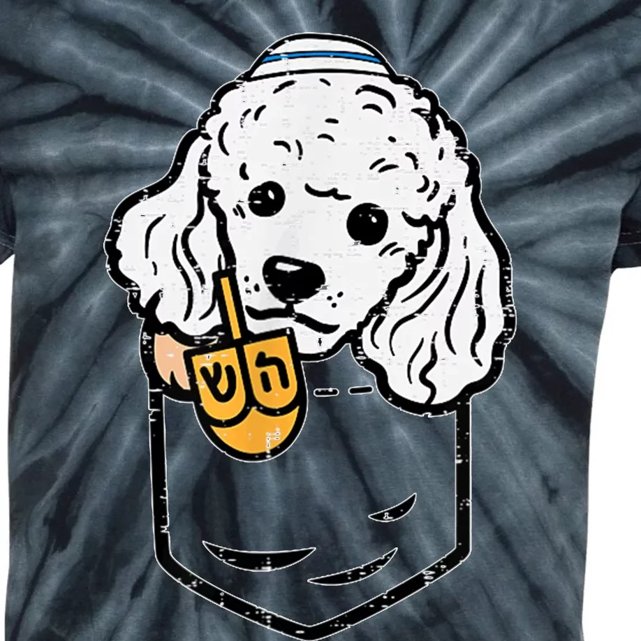 Pocket Poodle Dog Jewish Hanukkah Pajamas Chanukah Pjs Kids Tie-Dye T-Shirt