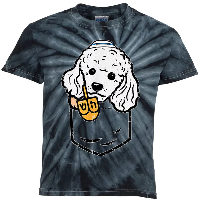 Pocket Poodle Dog Jewish Hanukkah Pajamas Chanukah Pjs Kids Tie-Dye T-Shirt