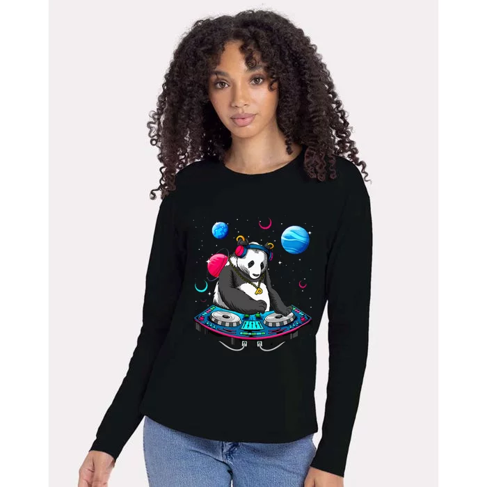 Psychedelic Panda DJEDM Raver Trance Music Womens Cotton Relaxed Long Sleeve T-Shirt