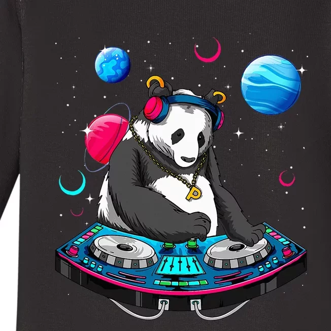 Psychedelic Panda DJEDM Raver Trance Music Baby Long Sleeve Bodysuit