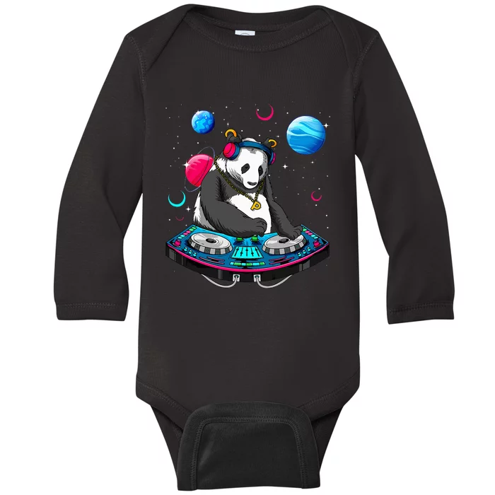 Psychedelic Panda DJEDM Raver Trance Music Baby Long Sleeve Bodysuit