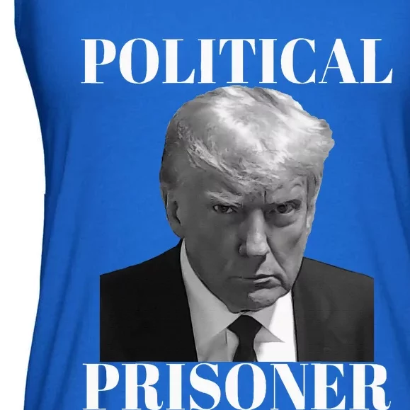 Political Prisoner Donald J Trump Black & White Mugshot Ladies Essential Flowy Tank