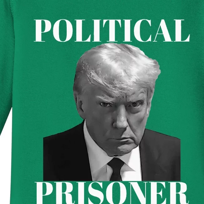 Political Prisoner Donald J Trump Black & White Mugshot Baby Long Sleeve Bodysuit