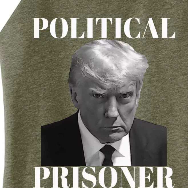 Political Prisoner Donald J Trump Black & White Mugshot Women’s Perfect Tri Rocker Tank