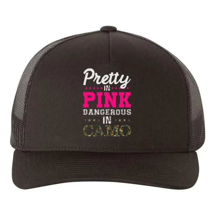 Pretty Pink Dangerous In Camo Hunter Yupoong Adult 5-Panel Trucker Hat