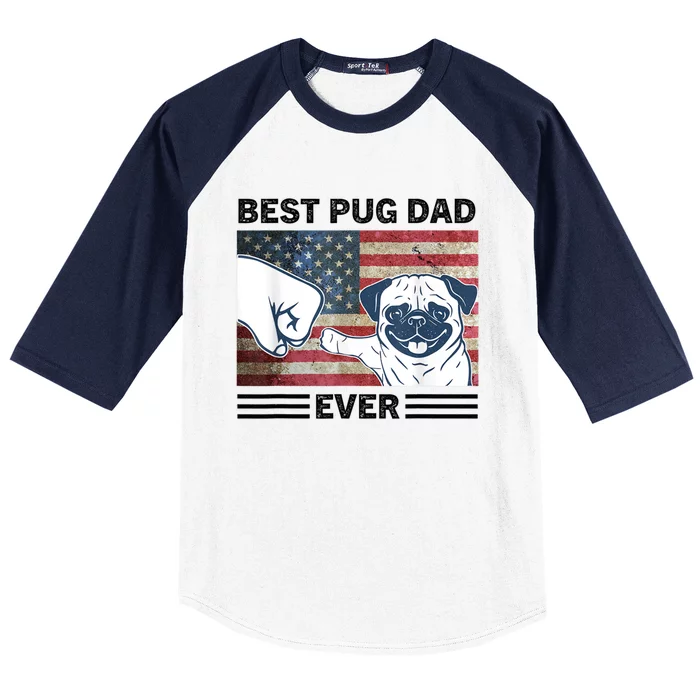 Proud Pug Dad 4th Of July With Man's Best Friend Baseball Sleeve Shirt