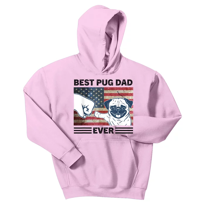 Proud Pug Dad 4th Of July With Man's Best Friend Kids Hoodie