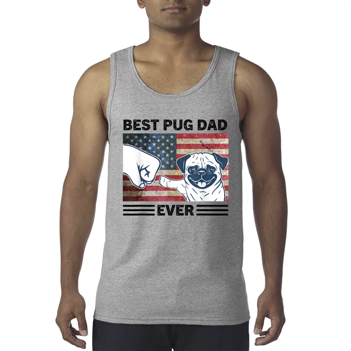 Proud Pug Dad 4th Of July With Man's Best Friend Tank Top