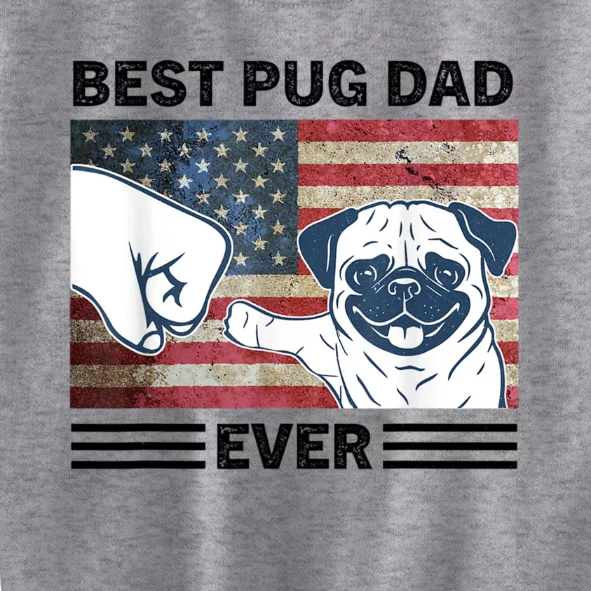 Proud Pug Dad 4th Of July With Man's Best Friend Kids Sweatshirt