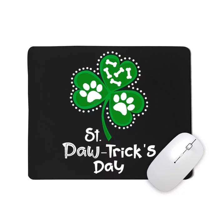 Paw Print Dog Owner Lover St Patricks Day Shamrock Mousepad