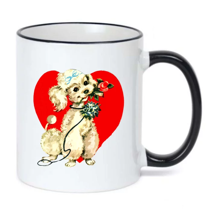 Poodle Puppy Dog Animal Heart Valentines Day Black Color Changing Mug