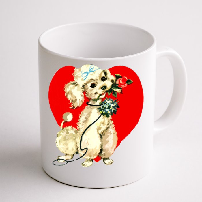 Poodle Puppy Dog Animal Heart Valentines Day Front & Back Coffee Mug