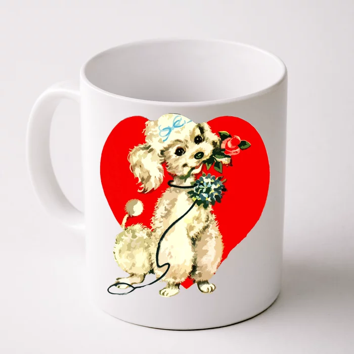 Poodle Puppy Dog Animal Heart Valentines Day Front & Back Coffee Mug