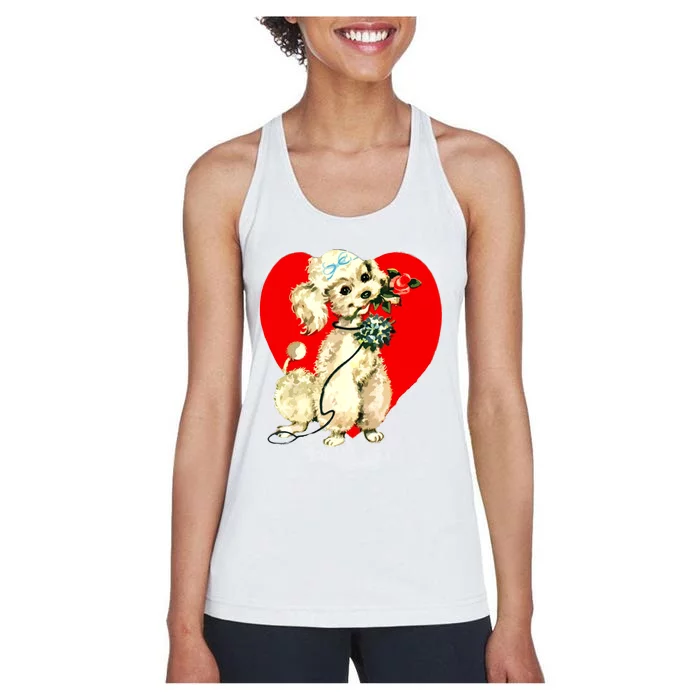 Poodle Puppy Dog Animal Heart Valentines Day Women's Racerback Tank