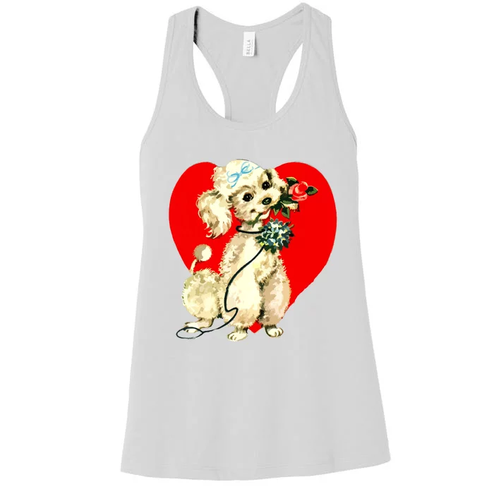 Poodle Puppy Dog Animal Heart Valentines Day Women's Racerback Tank