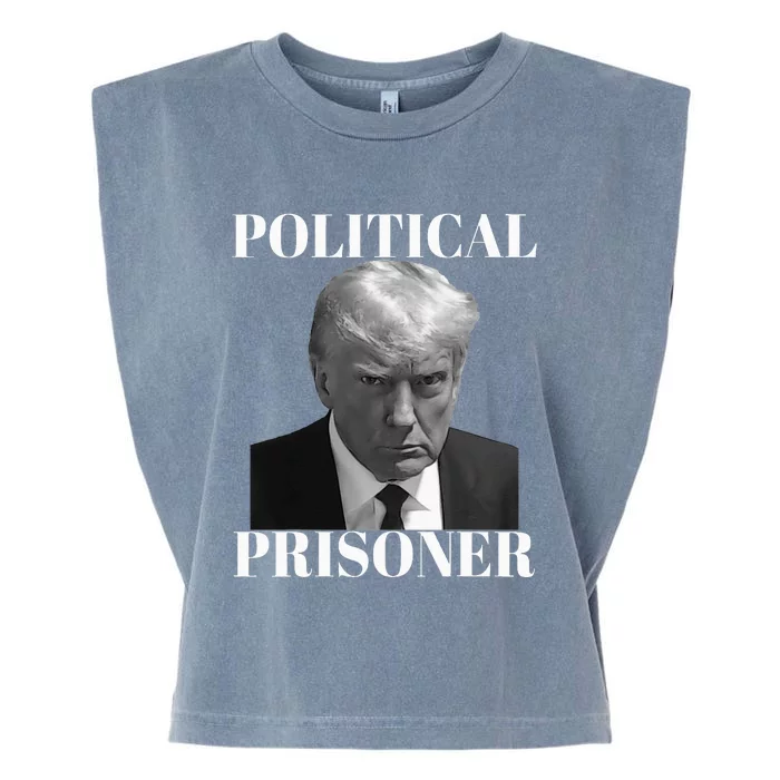 Political Prisoner Donald J Trump Black & White Mugshot Garment-Dyed Women's Muscle Tee