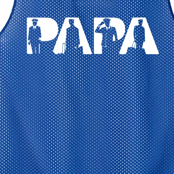 Proud Pilot Dad Funny Pilot Papa Father Gift Mesh Reversible Basketball Jersey Tank