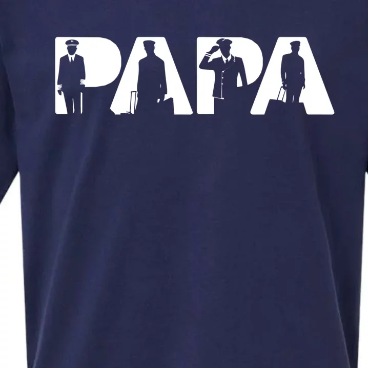 Proud Pilot Dad Funny Pilot Papa Father Gift Sueded Cloud Jersey T-Shirt