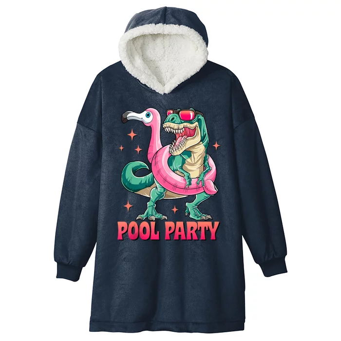 Pool Party Dinosaurflamingo Float Funny T Rex Gifts Tank Top Hooded Wearable Blanket