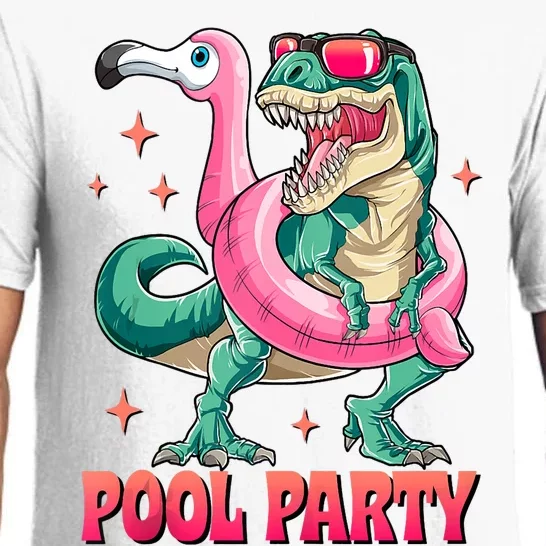 Pool Party Dinosaurflamingo Float Funny T Rex Gifts Tank Top Pajama Set