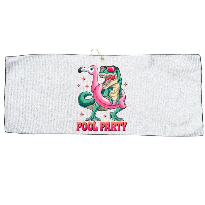 Pool Party Dinosaurflamingo Float Funny T Rex Gifts Tank Top Large Microfiber Waffle Golf Towel