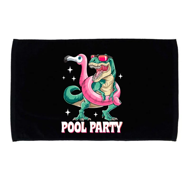 Pool Party Dinosaur Flamingo Float Funny T Rex Summer Microfiber Hand Towel