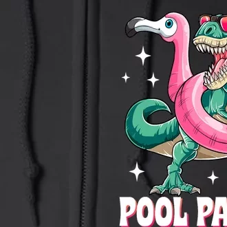 Pool Party Dinosaur Flamingo Float Funny T Rex Summer Full Zip Hoodie