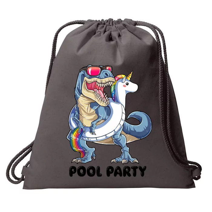 Pool Party Dinosaur Unicorn Funny T Rex Float Rainbow Cute Tank Top Drawstring Bag