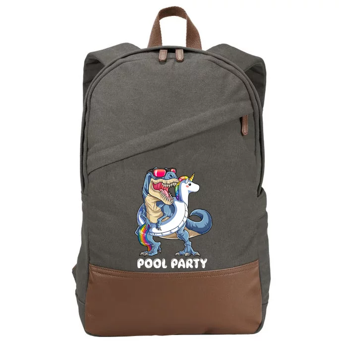 Pool Party Dinosaur Unicorn T Rex Float Rainbow Gift Cotton Canvas Backpack