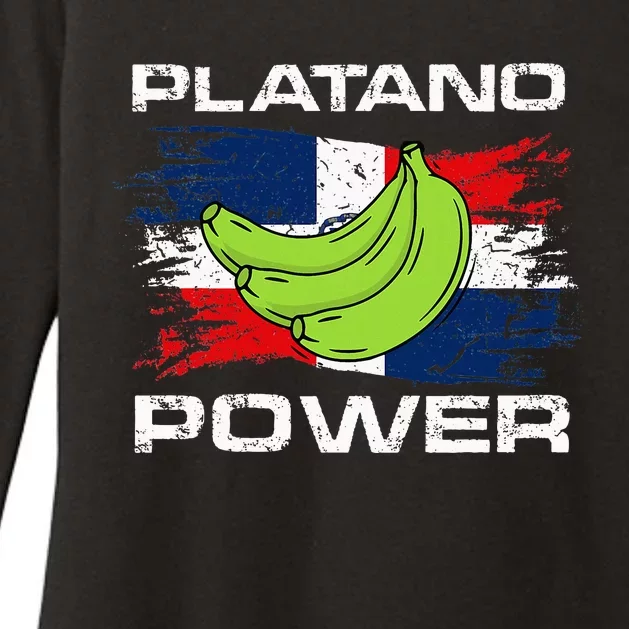 Platano Power Dominican Republic Flag Design Womens CVC Long Sleeve Shirt