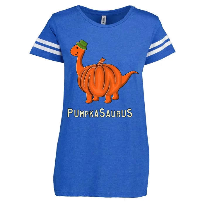 Pumpkasaurus Pumpkin Dinosaur Halloween Thanksgiving Enza Ladies Jersey Football T-Shirt