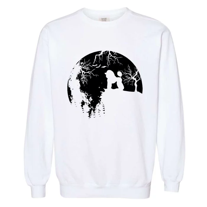 Poodle Pet Dog Fan Full Moon At Night Garment-Dyed Sweatshirt