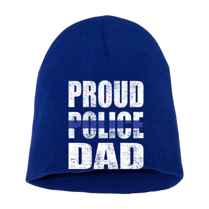 Proud Police Dad Blue Line Father Police Officer Dad Gift Short Acrylic Beanie