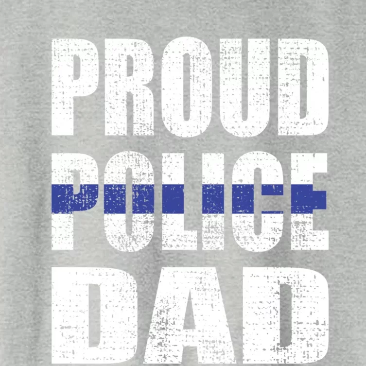 Proud Police Dad Blue Line Father Police Officer Dad Gift Women's Crop Top Tee