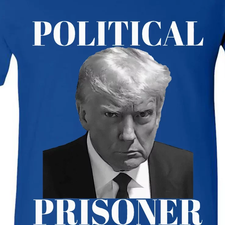 Political Prisoner Donald J Trump Black & White Mugshot Djt V-Neck T-Shirt