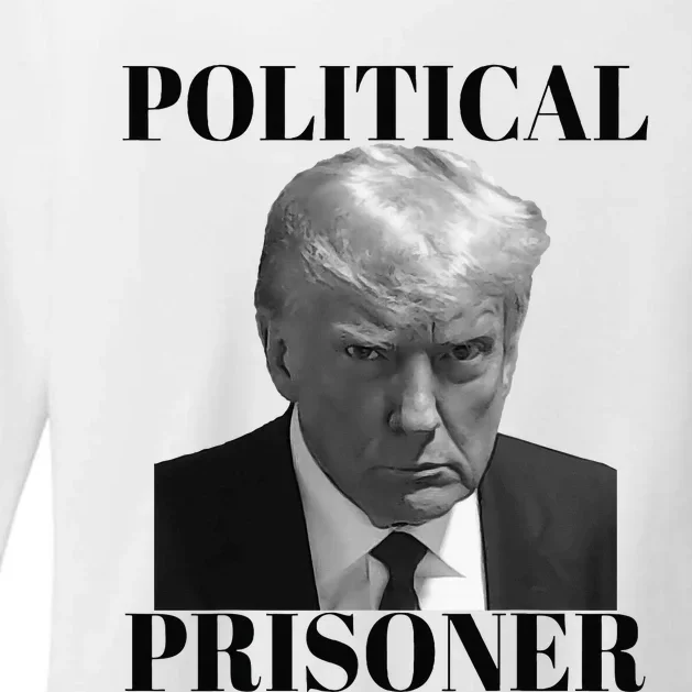 Political Prisoner Donald J Trump B&W President 45 Womens CVC Long Sleeve Shirt