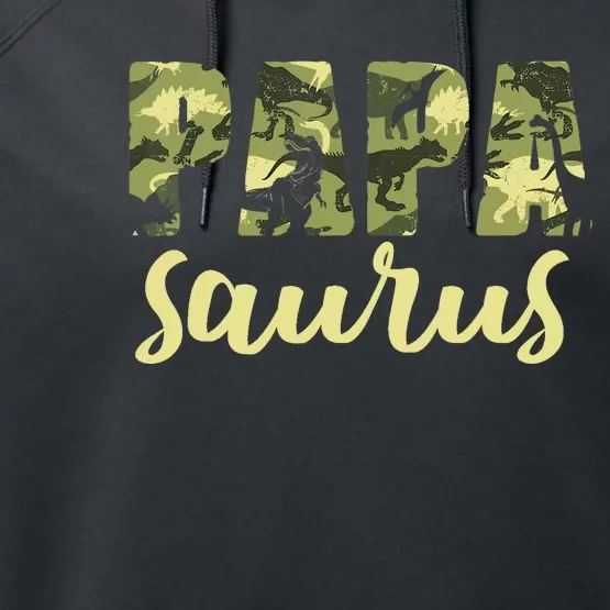 Papasaurus Papa Dinosaur Camo Family Matching Funny Performance Fleece Hoodie