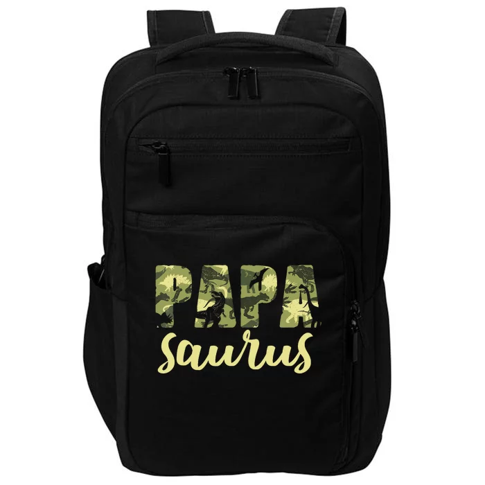 Papasaurus Papa Dinosaur Camo Family Matching Funny Impact Tech Backpack