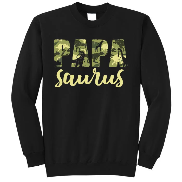 Papasaurus Papa Dinosaur Camo Family Matching Funny Tall Sweatshirt