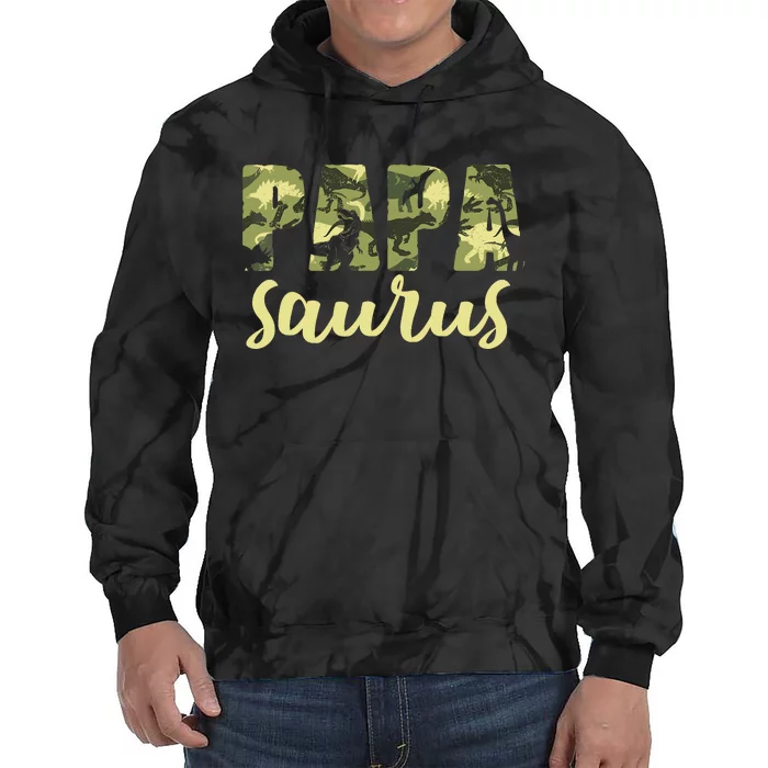 Papasaurus Papa Dinosaur Camo Family Matching Funny Tie Dye Hoodie