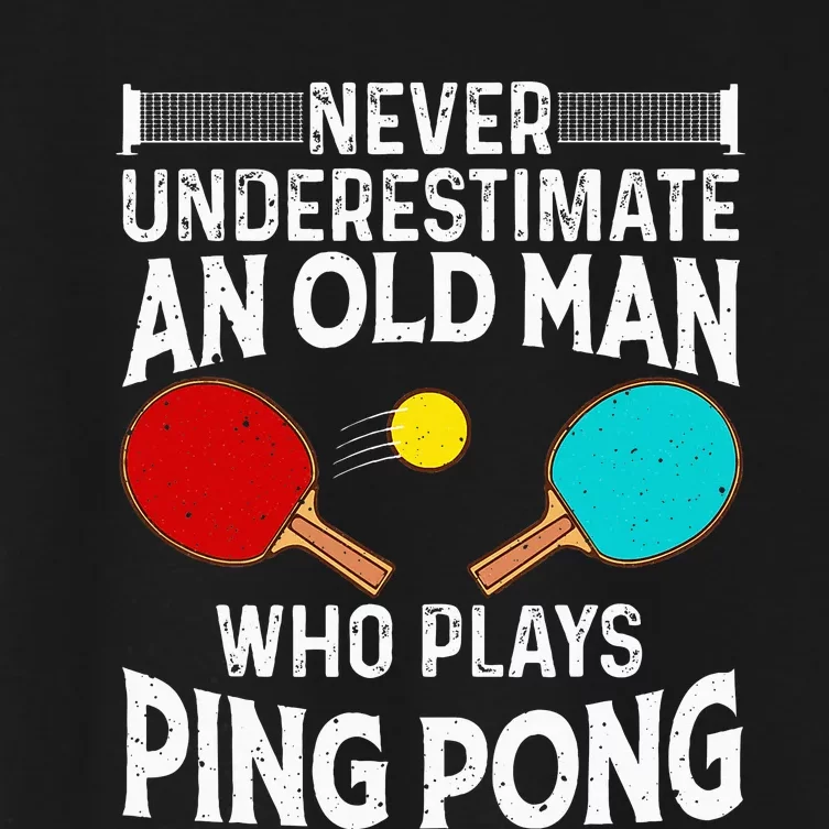 Ping Pong Design Dad Grandpa Table Tennis Player Women's Crop Top Tee