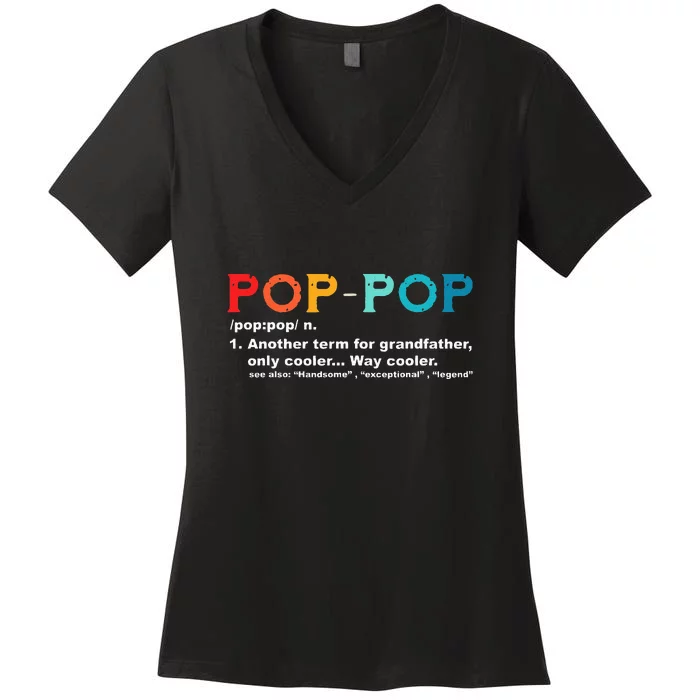 Pop Pop Definition Tee Pops Grandpa Cool Dad Vintage Gift For Dad Women's V-Neck T-Shirt